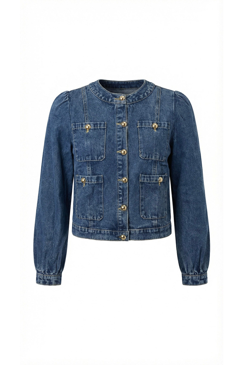 Button Front Utility Pocket Denim Jacket, Alternate, color, Dark Indigo Blue