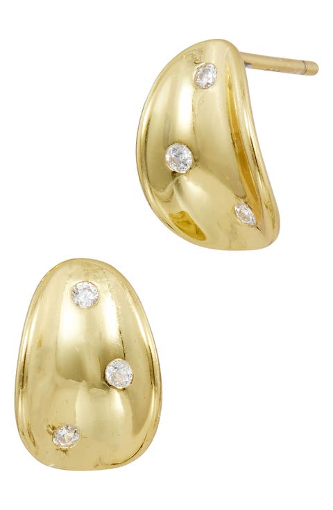 Cubic Zirconia Teardrop Stud Earrings
