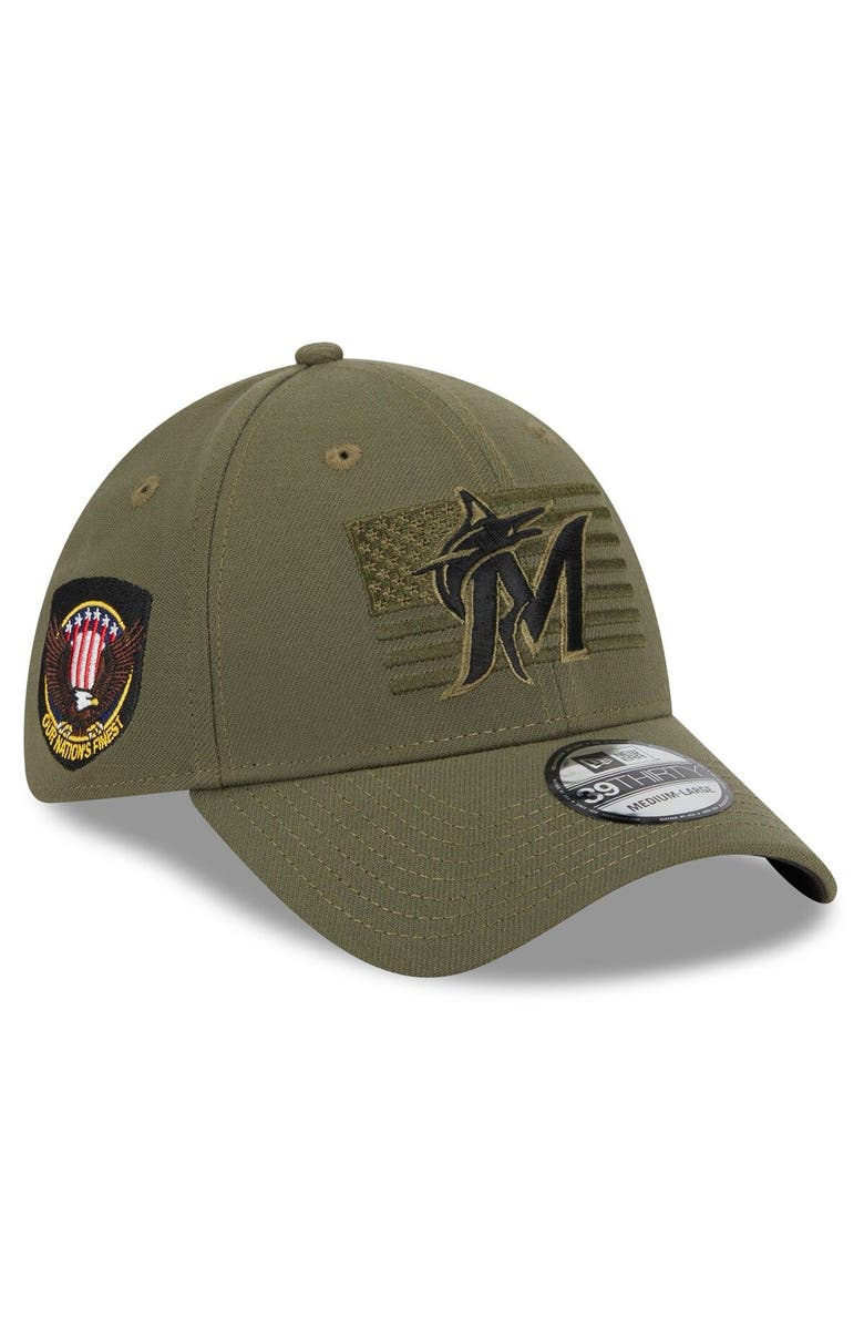 New Era Men's New Era  Green Miami Marlins 2023 Armed Forces Day 39THIRTY Flex Hat, Main, color, 