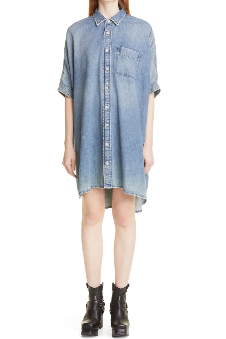 Oversize Boxy Denim Shirtdress, Main, color, CHESTER BLUE