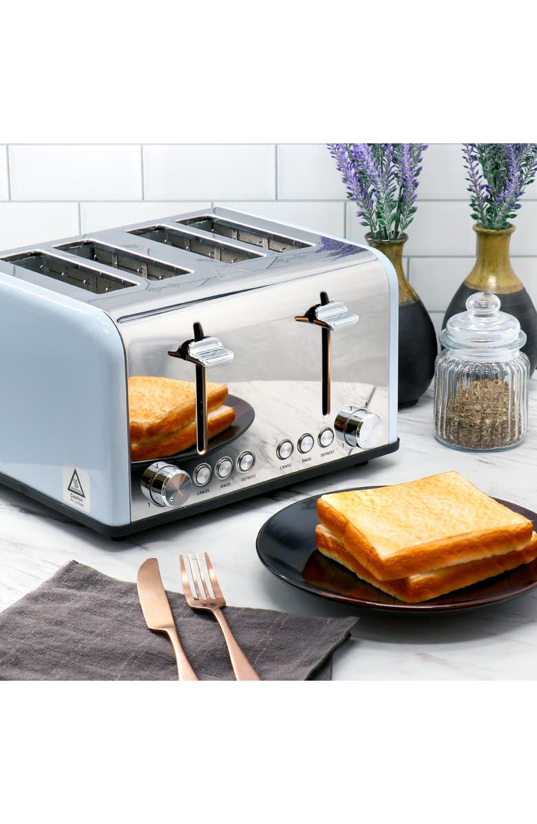 Redmond 4 Slice Extra Wide Slot 1650W Stainless Steel Toaster, Alternate, color, Light Blue