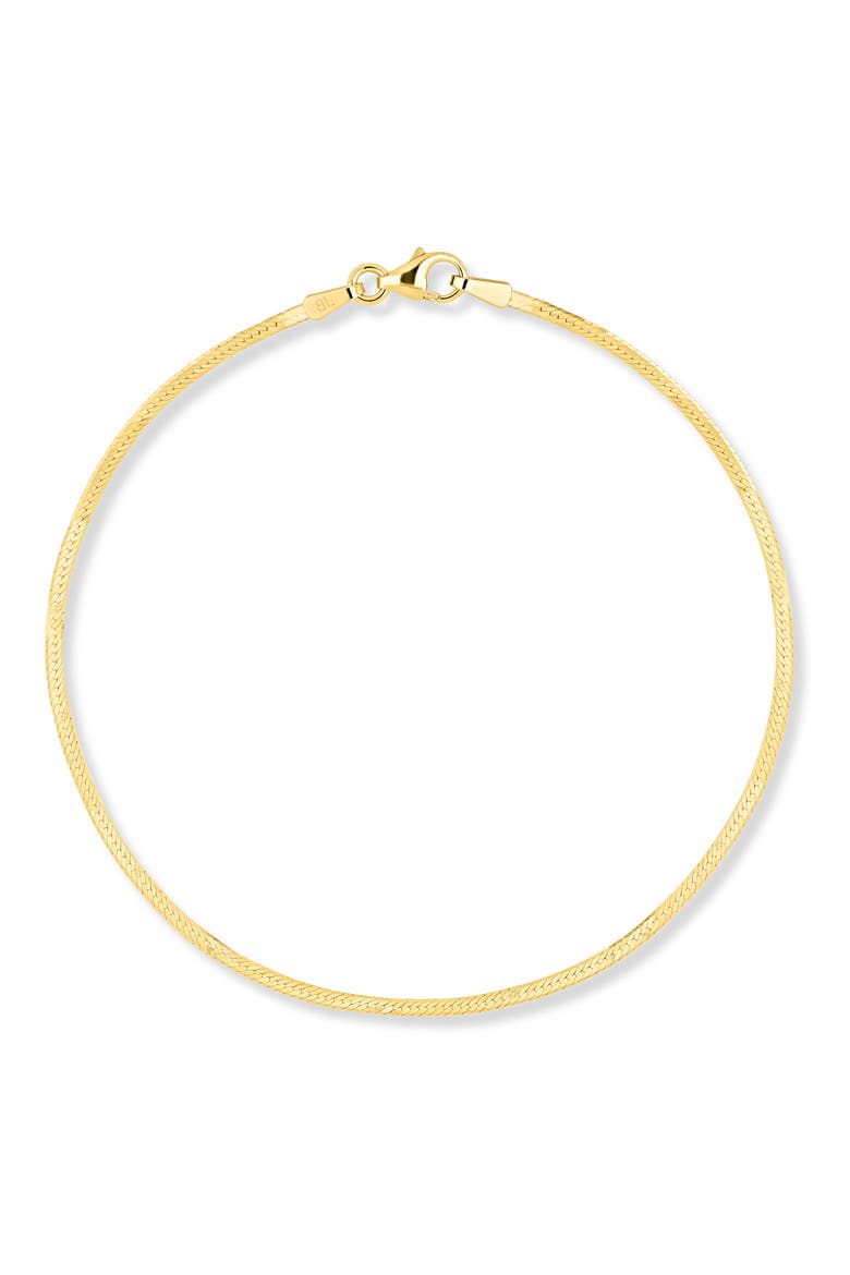 14K Gold 1mm Herringbone Chain Bracelet, Main, color, 14K YELLOW GOLD
