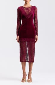 Avec Les Filles Lace & Velvet Midi Dress