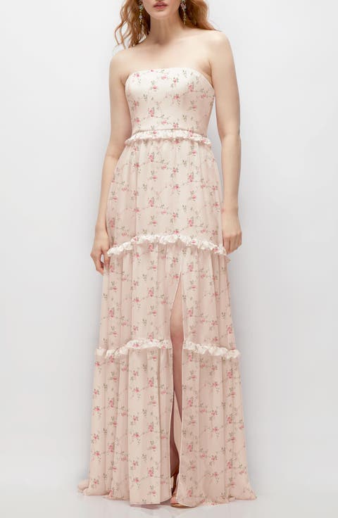 Ruffle Chiffon Strapless Gown (Plus)