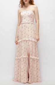 After Six Ruffle Chiffon Strapless Gown