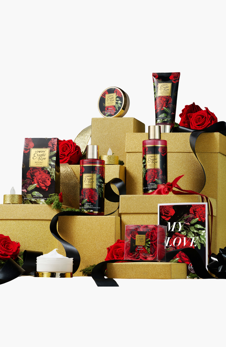 Lovery Spa, Bath, and Body Gift Set, Exotic Rose Gift Basket, Alternate, color, Exotic Rose