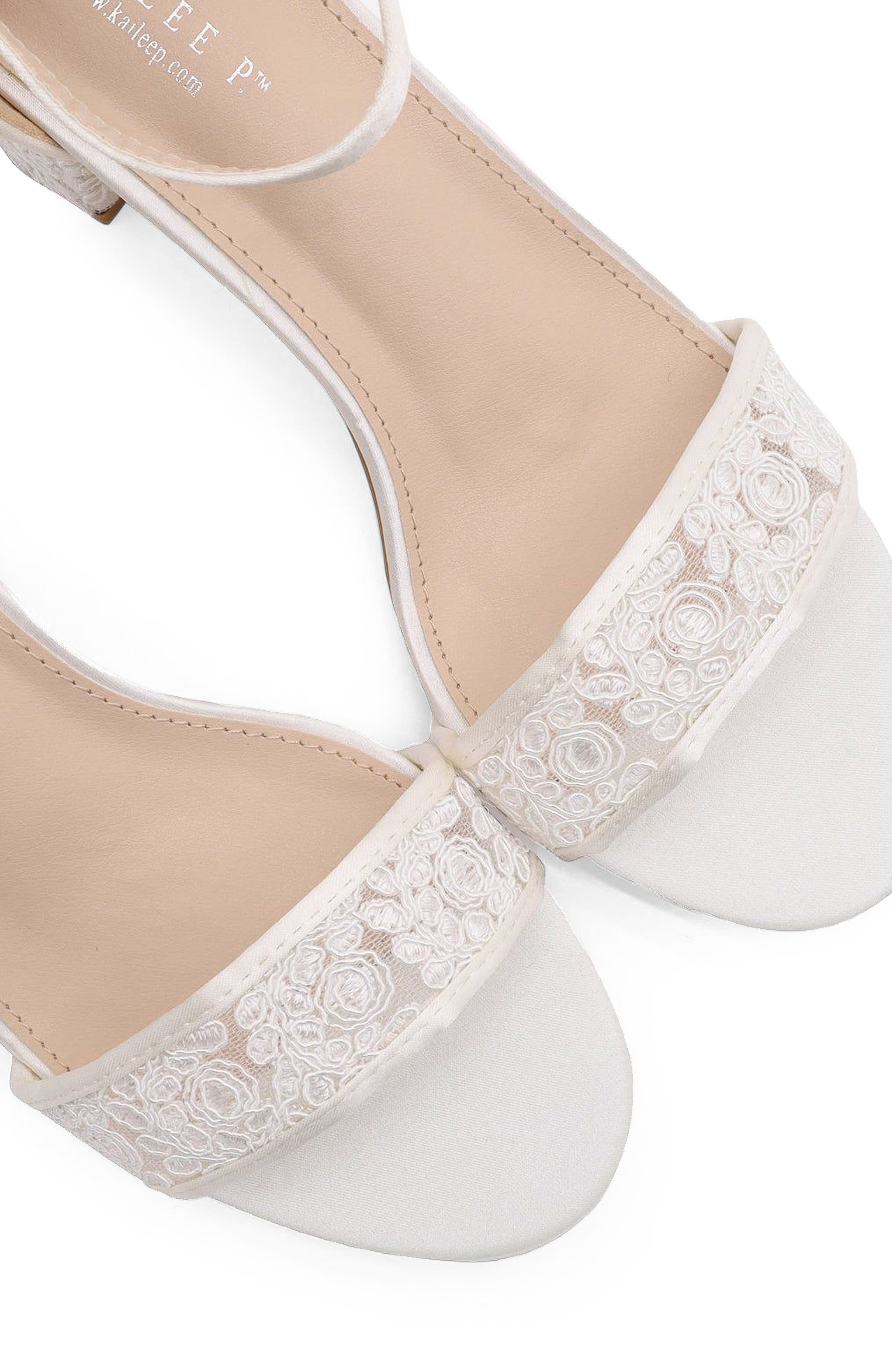 Jackie Crochet Lace Block Heel Sandals, Alternate, color, White
