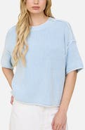 J.O.A. Rib Knit Raw Edge Cotton Blend Sweater
