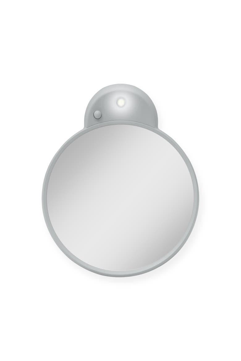 Lighted Compact Mirror with 10X Magnification & Retractable Suction Cups, Alternate, color, Gray