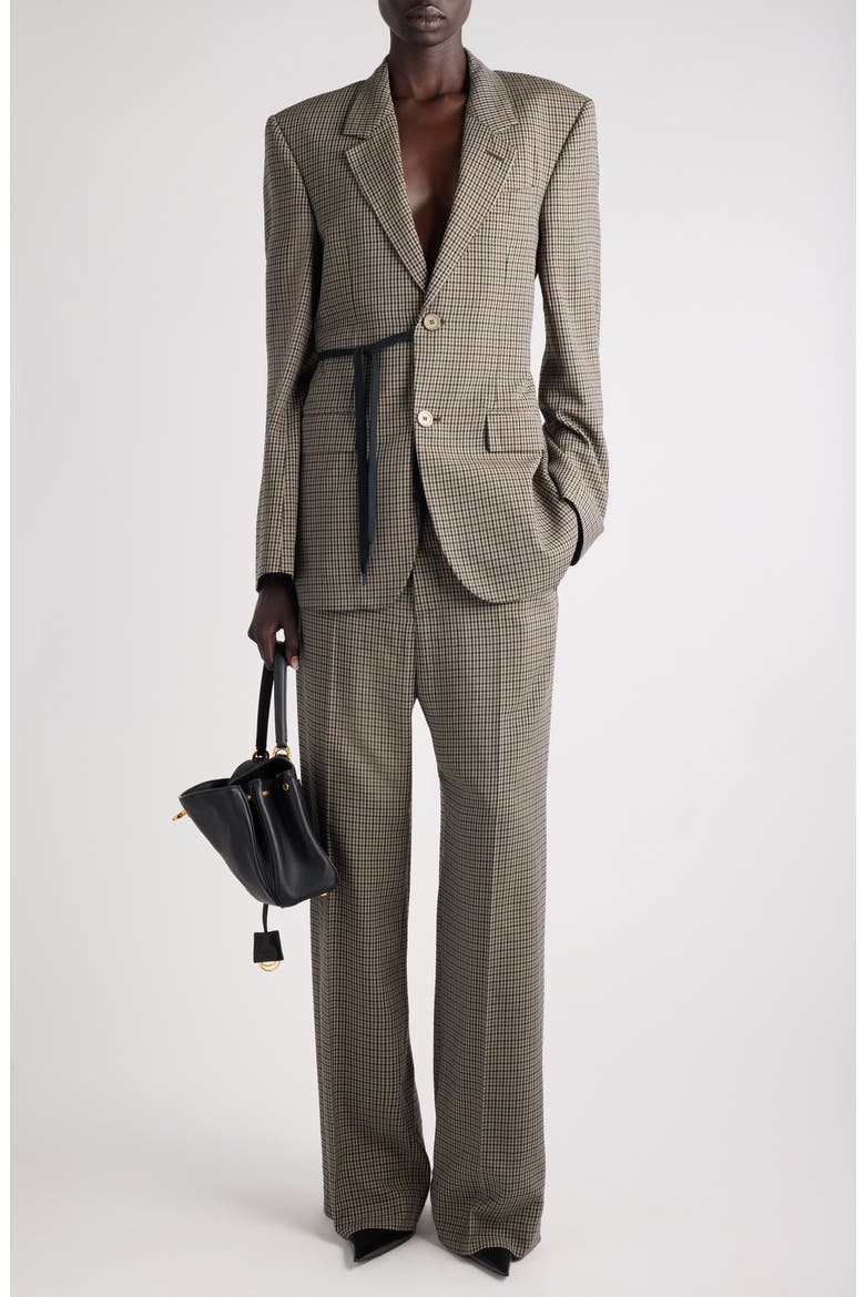 Check Side Tie Blazer, Alternate, color, 2866 KHAKI/ BROWN