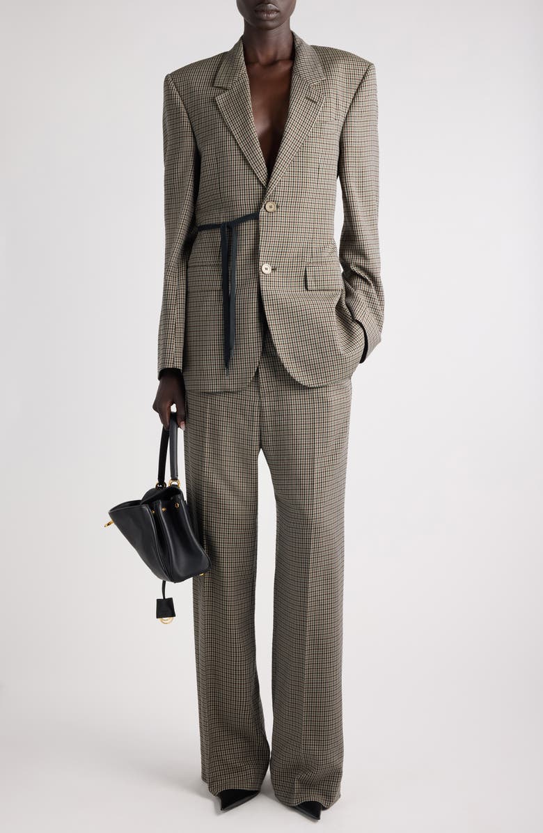 Balenciaga Check Side Tie Blazer, Alternate, color, 2866 Khaki/ Brown