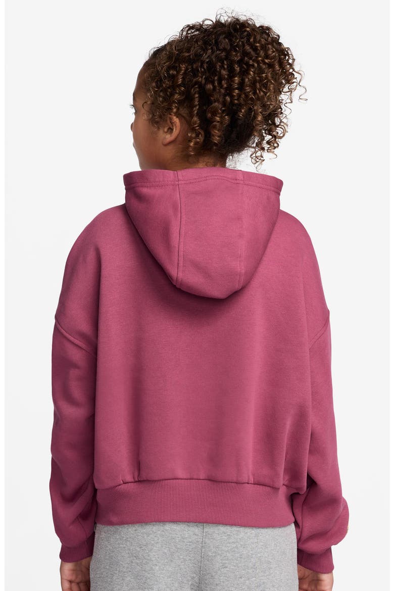 Kids' Relaxed Fit Cotton Blend Fleece Hoodie, Alternate, color, SWEET BEET/ METALLIC GOLD