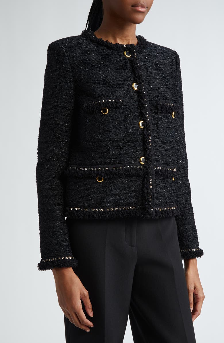 ST. JOHN Sequin Chenille Tweed Jacket, Alternate, color, 