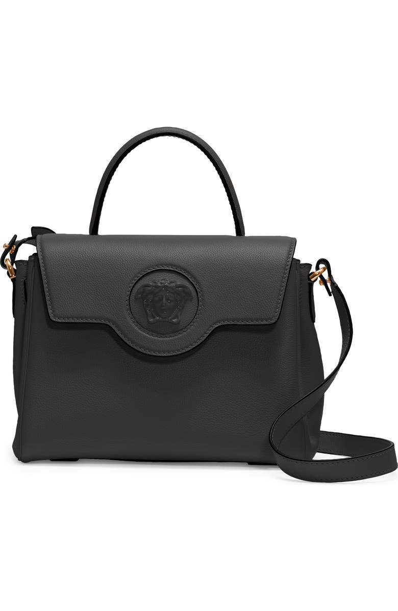 Versace La Medusa Medium Leather Top Handle Bag, Main, color,