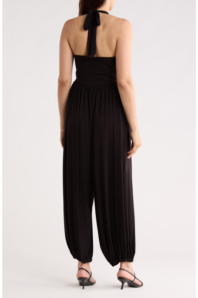 Halter Cowl Neck Jumpsuit, Alternate, color, BLACK