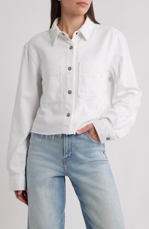 HIDDEN JEANS Classic Crop Denim Shirt Jacket in White 
