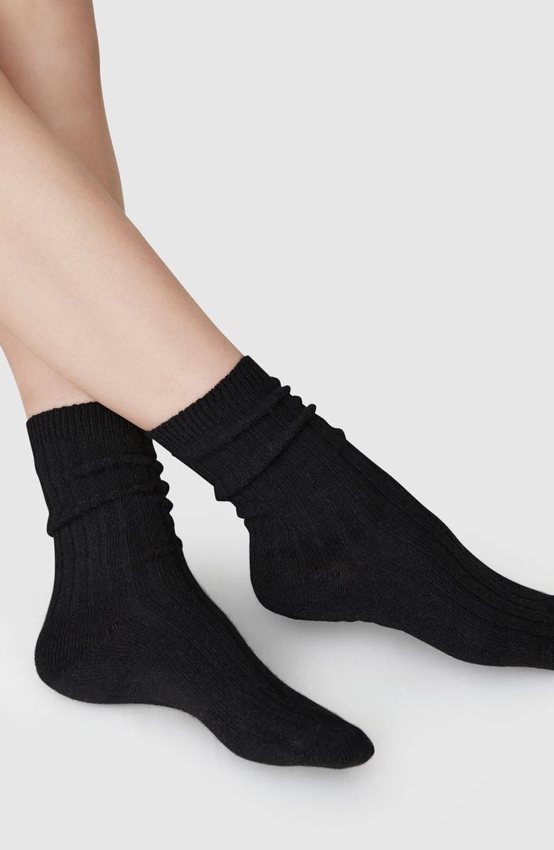 Swedish Stockings Bodil Chunky Crew Socks, Alternate, color, Black