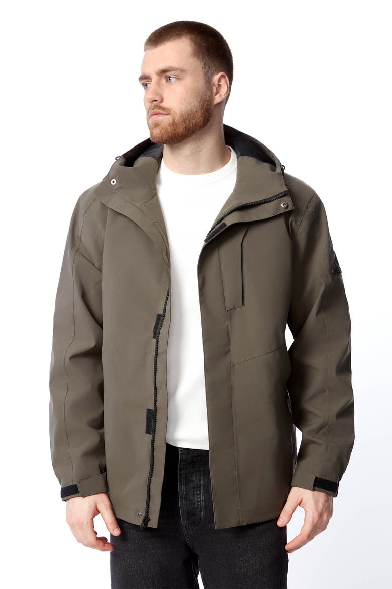 Hudson - Waterproof Hooded Rain Jacket, Alternate, color, DARK OLIVE