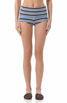 Justina Rib Stripe Foldover Microshorts