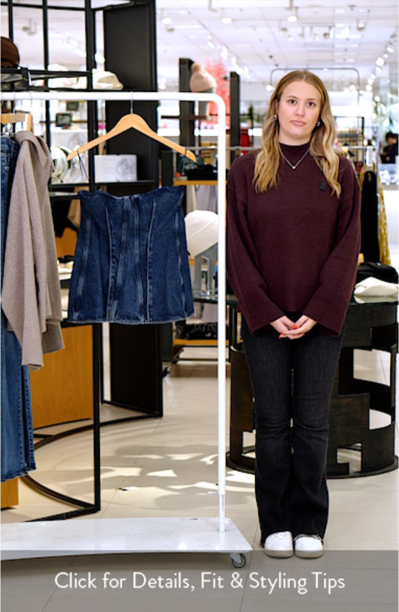 Lara Strapless Corset Peplum Denim Top, sales video thumbnail