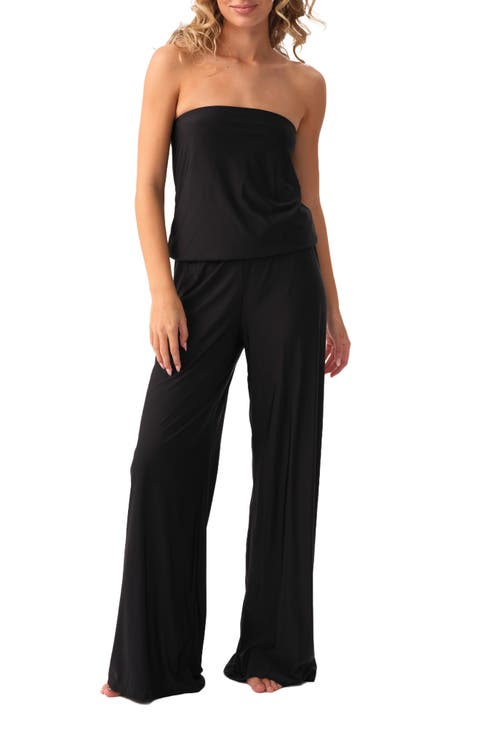 Lacey Strapless Wide Leg Cover-Up Jumpsuit