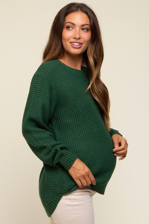Pinkblush Waffle Knit Rounded Hem Sweater In Green