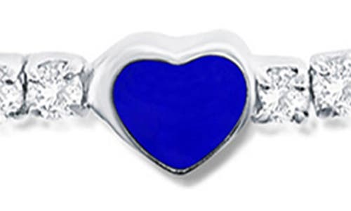 Simona Enamel Heart Cubic Zirconia Tennis Anklet In Silver