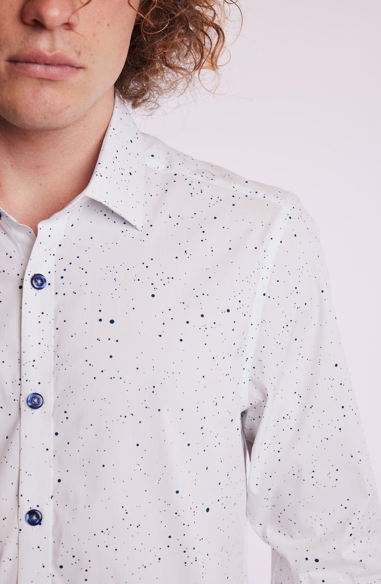 PAISLEY & GRAY Samuel Stretch Cotton Button-Up Shirt, Alternate, color, White Blue Splatter