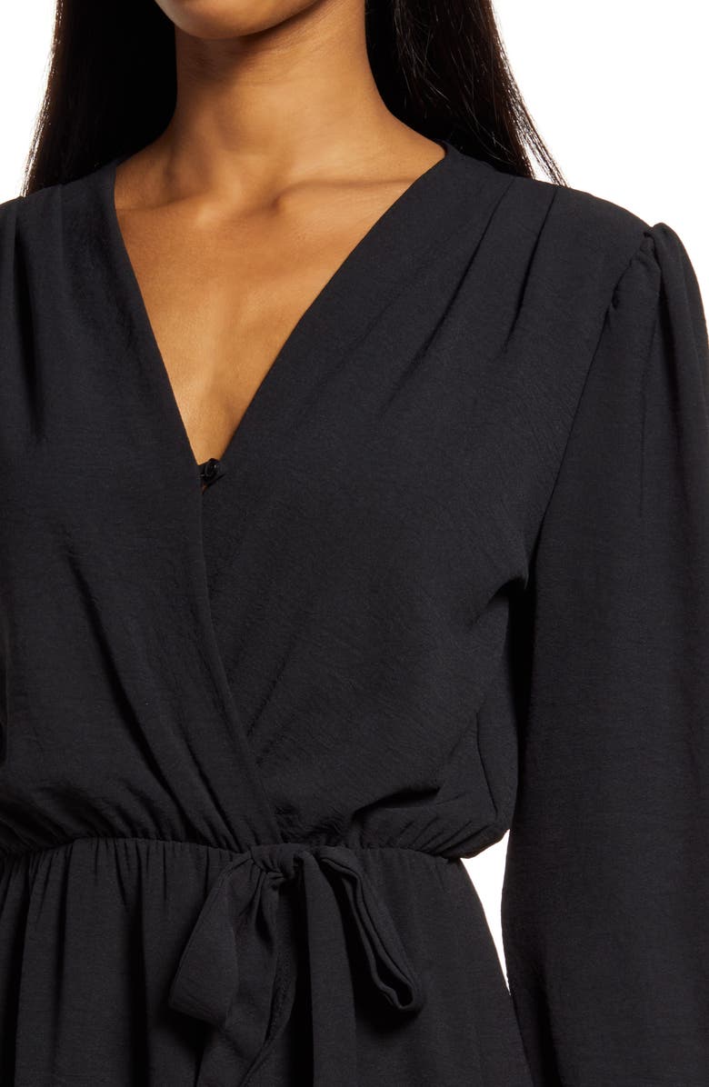 Fraiche by J Faux Wrap Ruffle Long Sleeve Dress, Alternate, color,
