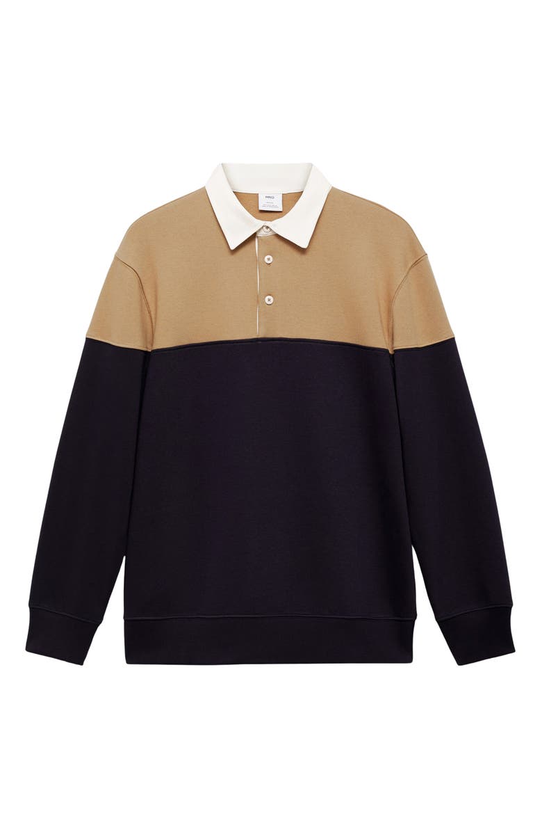 MANGO Colorblock Polo Sweatshirt, Alternate, color, 