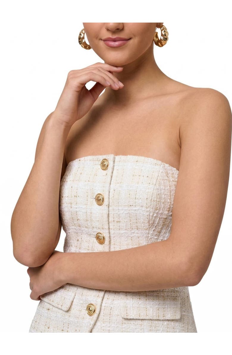 RACHEL Rachel Roy Ellison Tweed Peplum Midi Dress, Alternate, color, White