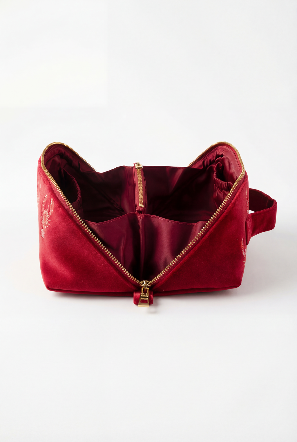 Lobster Open Flat Makeup Bag, Alternate, color, Red