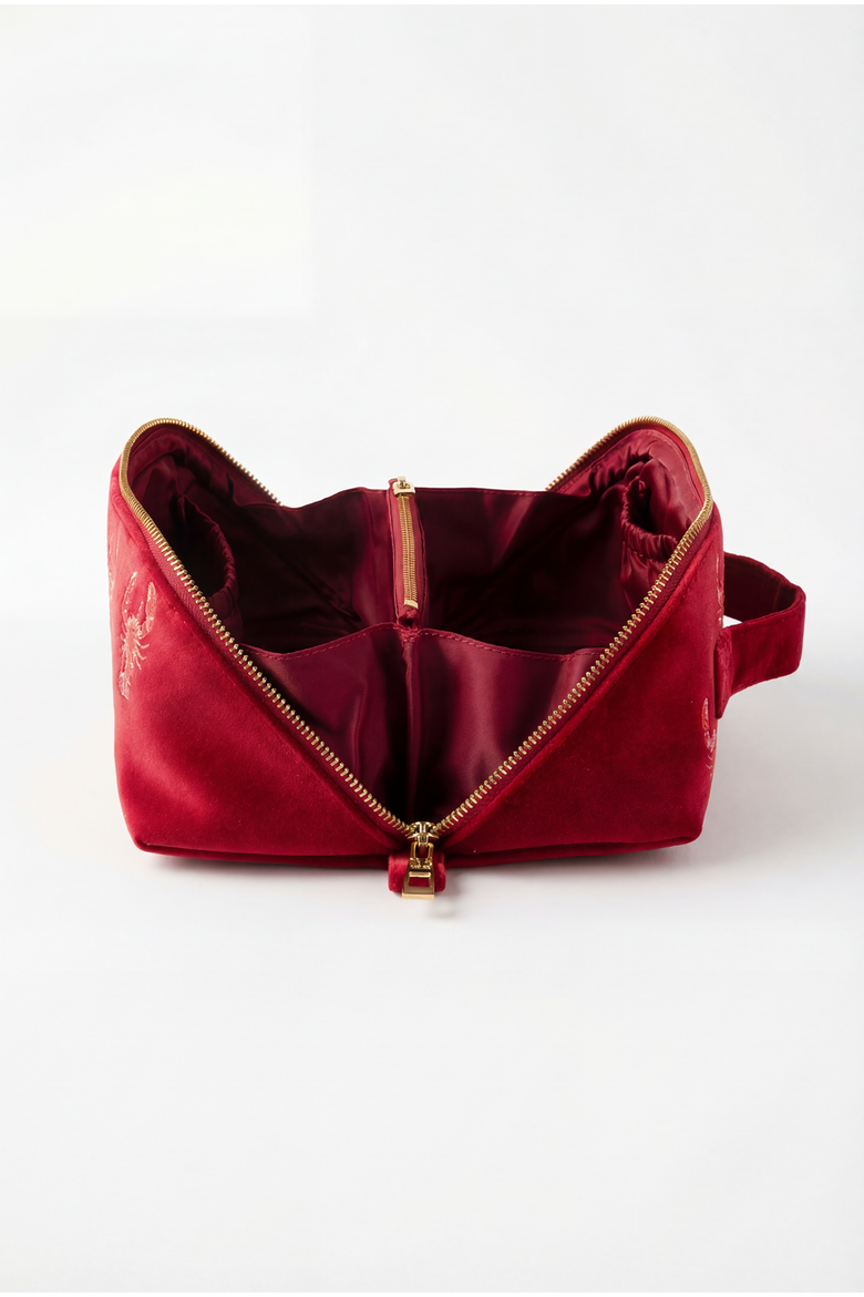 Lobster Open Flat Makeup Bag, Alternate, color, Red