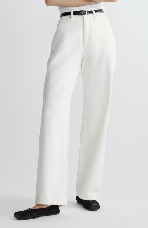 Kaylen High Waist Soft Curve Barrel Jeans (White)