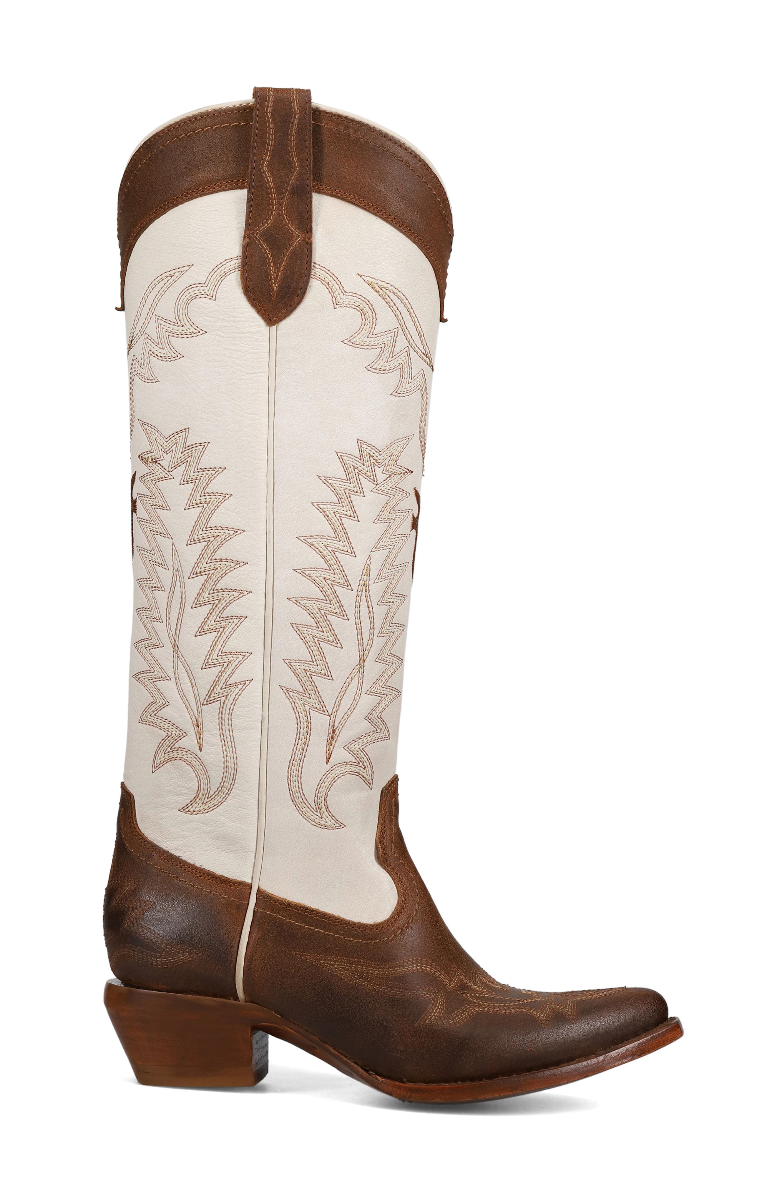 Frye Sacha Knee High Western Boot, Alternate, color, Toffee White