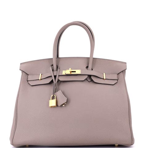 Birkin Handbag Grey Togo with Gold Hardware 35