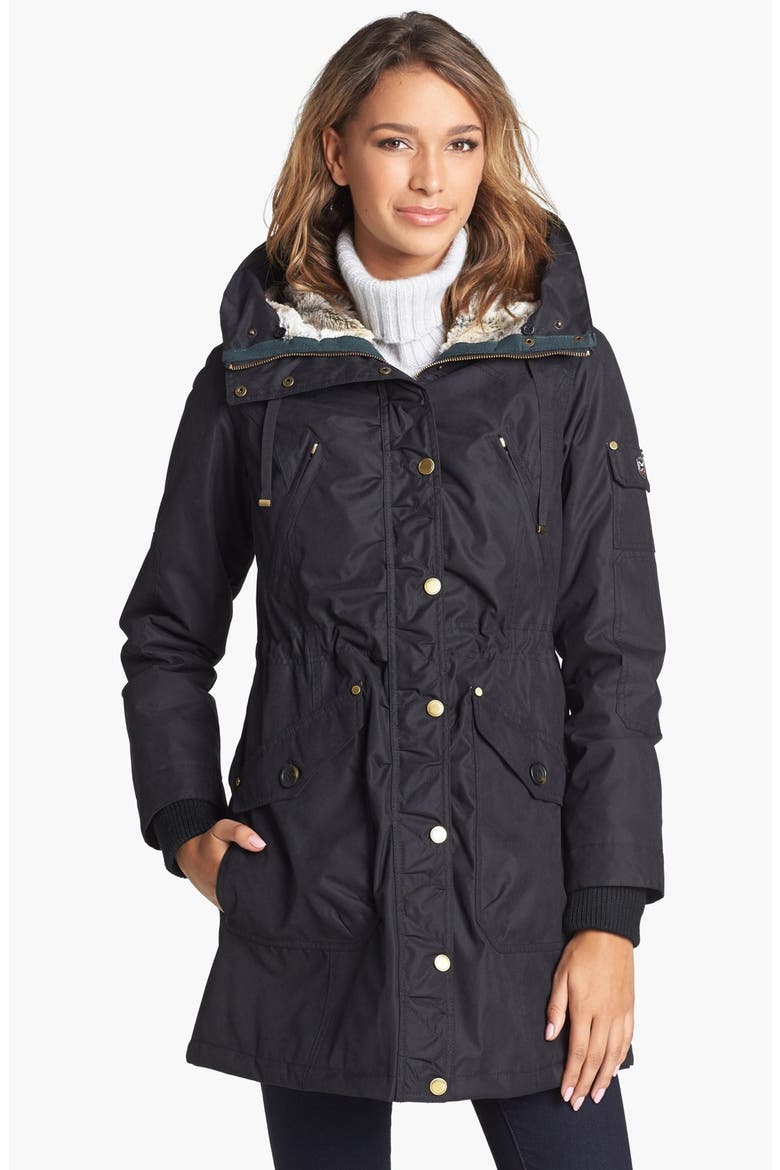Faux Fur Trim Parka, Alternate, color, BLACK