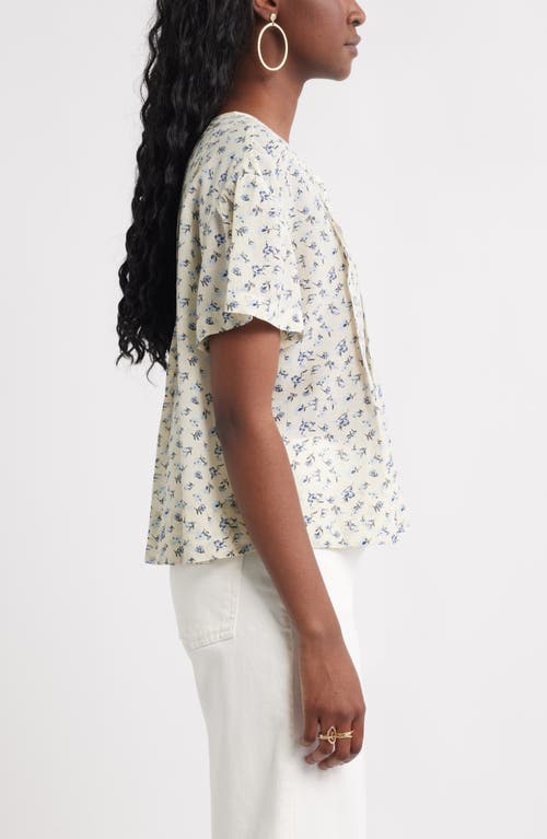 Treasure & Bond Floral Pleated Boxy Top In Multi