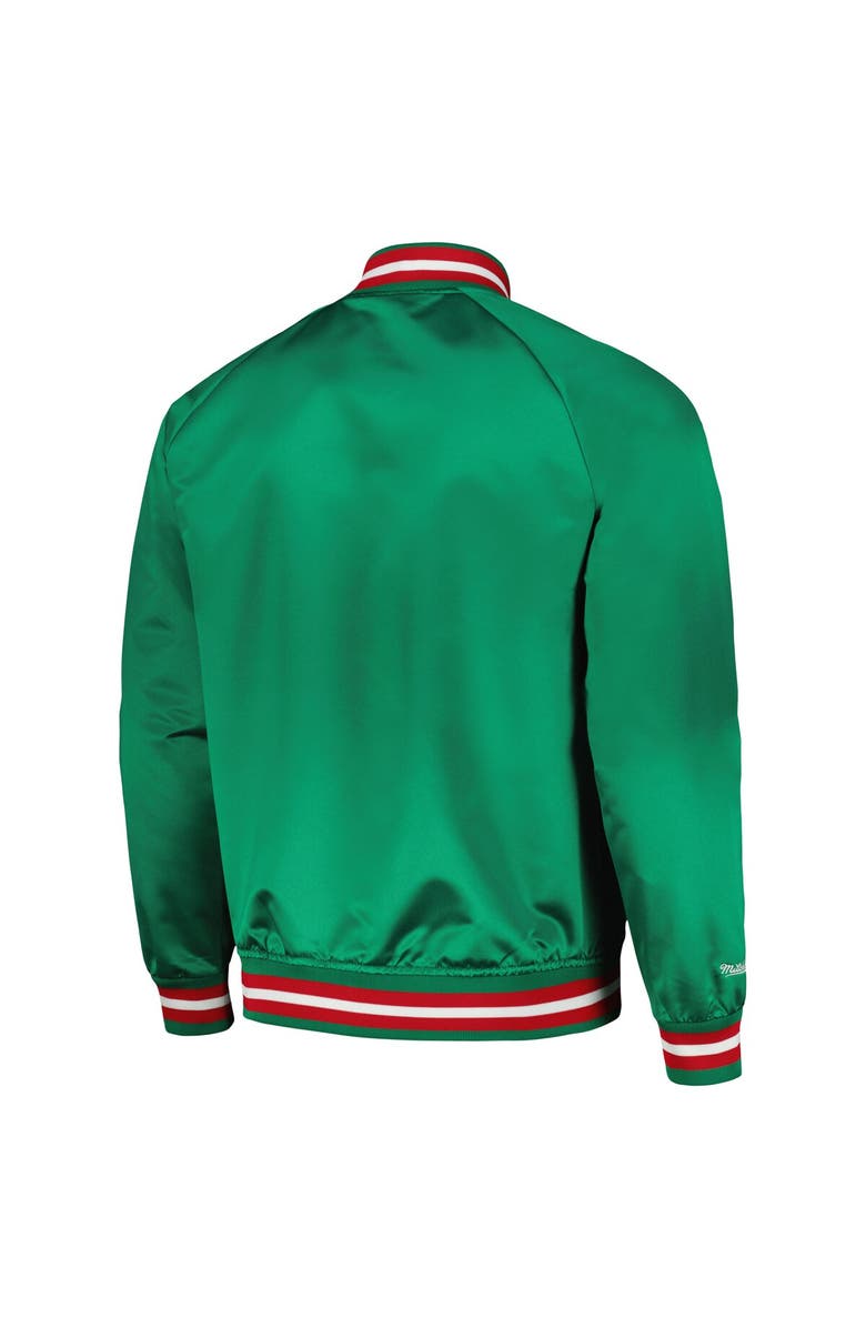 Mitchell & Ness Men's Mitchell & Ness Green Milwaukee Bucks Hardwood Classics Throwback Wordmark Raglan Full-Snap Jacket, Alternate, color, Green