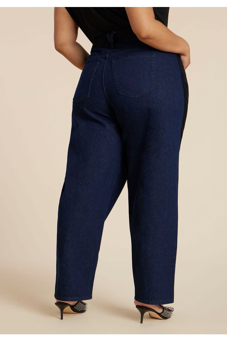 Faux Suede Side Stripe Straight Leg Jean, Alternate, color, INDIGO RINSE WASH
