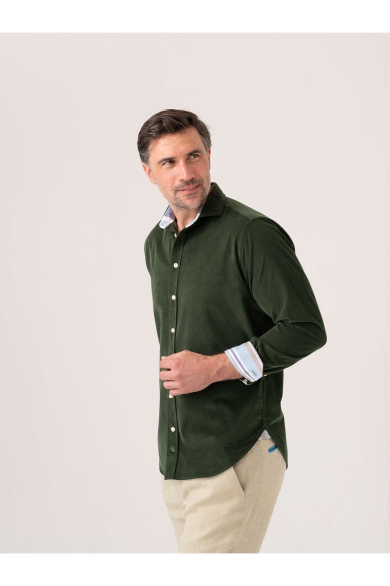 Corduroy Long Sleeve Shirt, Alternate, color, Pine Green