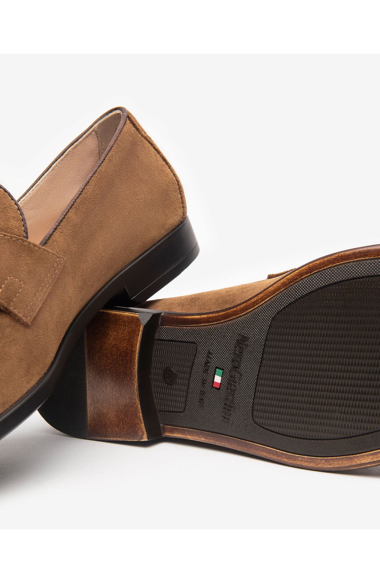 NeroGiardini Suede Slip-On Penny Loafer, Alternate, color, Camel