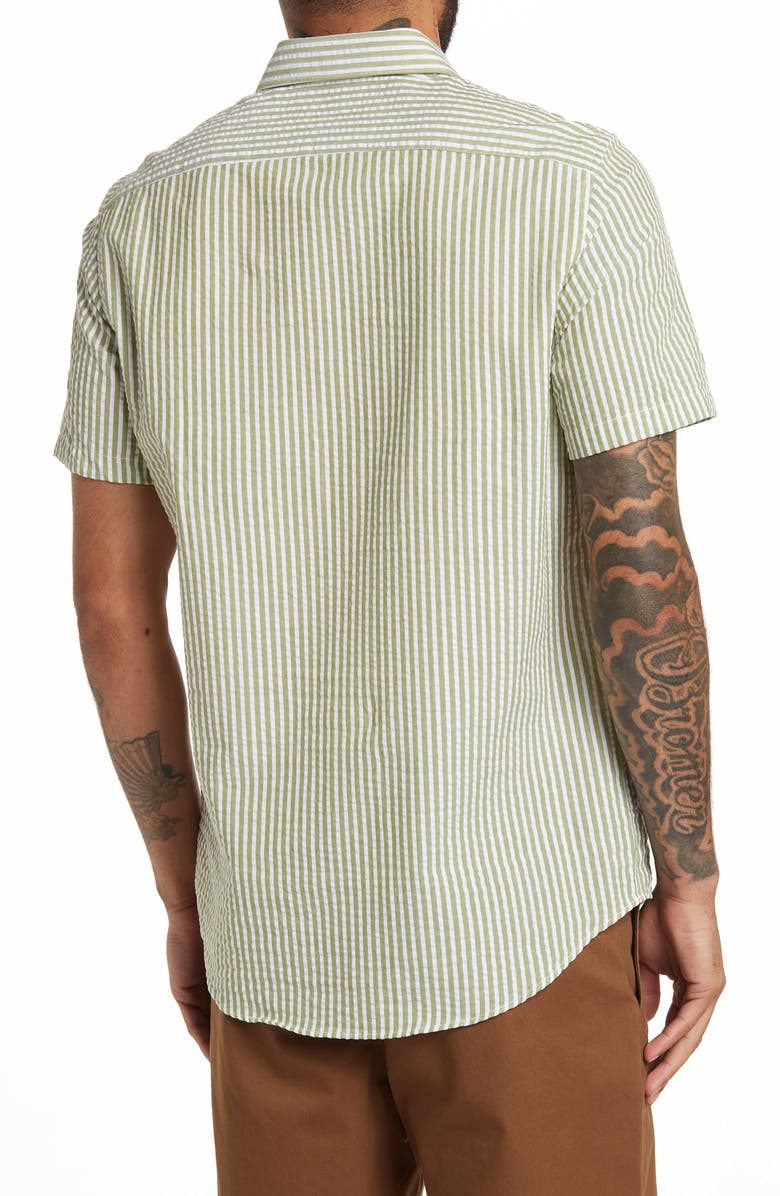 Michael Kors Stripe Seersucker Short Sleeve Button-Up Shirt, Alternate, color,