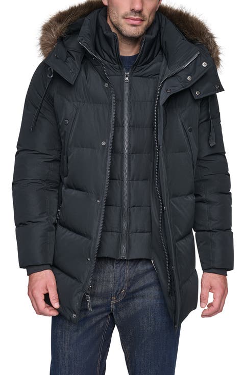 Hooded Down & Feather Fill Parka with Bib
