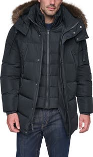 Andrew Marc Hooded Down & Feather Fill Parka with Bib