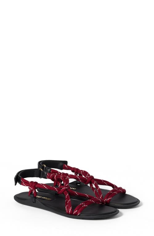 Miu Miu Nastro Cross Rope Grip-strap Sandals In Amaranto