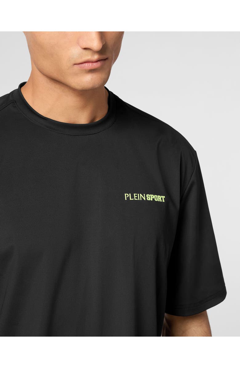 PLEIN SPORT Micro Rib T-Shirt Round Neck Ss, Alternate, color, Black