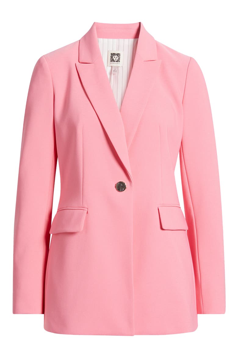 One-Button Stretch Knit Blazer, Alternate, color, PINK DAHLIA
