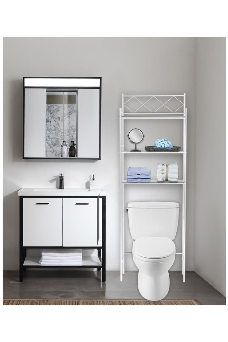 3-Shelf Metal Bathroom Organizer, Alternate, color, WHITE