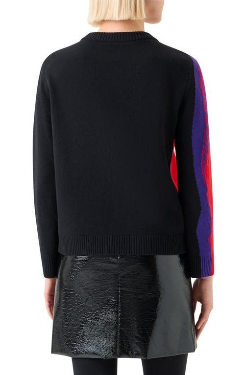 Akris Punto Graphic Knit Merino Wool Sweater In Black